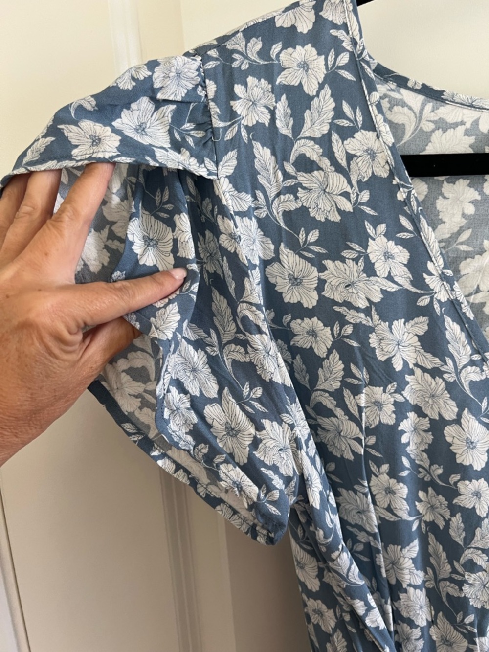 NAIF Dusty Blue Floral Wrap Maxi Dress - Picture 4 of 5